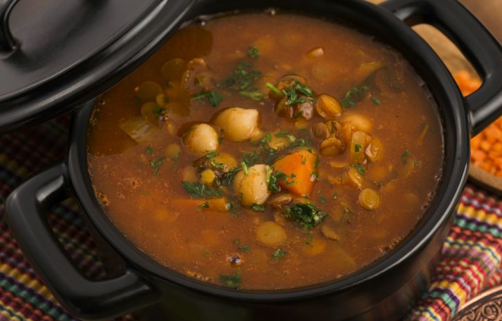 **Slow Cooker Moroccan Style Lentil and Garbanzo Soup