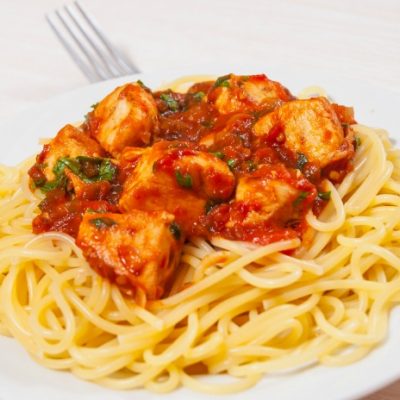 Slow Cooker Chicken Saghetti