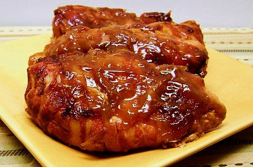 Crock Pot Bacon Wrapped BBQ Chicken