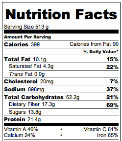 Crock Pot Vegetarian Enchiladas Nutritional Info