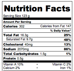 Crock Pot Crab Legs - Nutrition