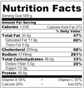 Crock Pot Asian Beef and Noodles with Kung Pao Flavoring - Nutrition