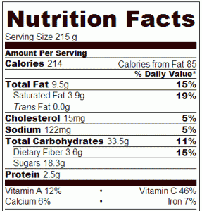 Crock Pot Sweet Acorn Squash with Apples and Craisens - Nutrition