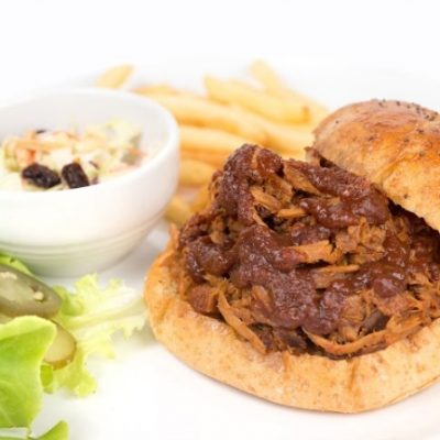 **Slow Cooker Barbecue Chicken Cheesy Bacon Sandwiches