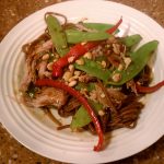 Crock Pot Asian Pork With Snow Peas, Red Peppers, and Soba Noodles