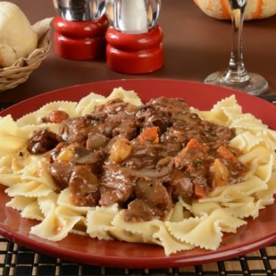 **Slow Cooker Beef Burgundy with Egg Noodles