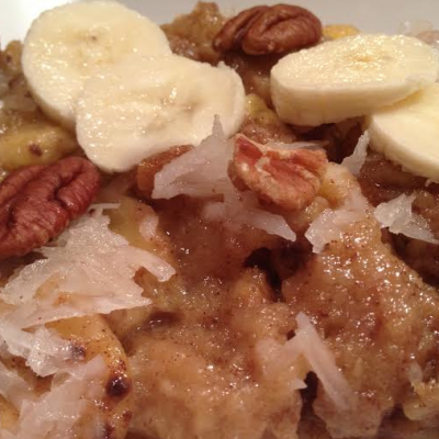 Slow Cooker Banana Fosters Bread Pudding * *