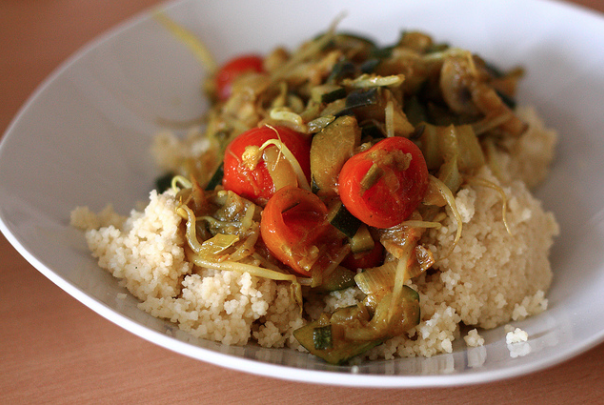Slow Cooker Curried Vegetables over Couscus