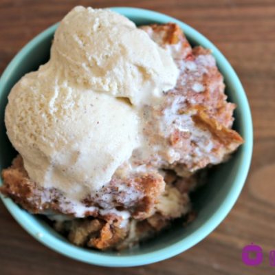 ** Slow Cooker Strawberries & Cream Bread Pudding