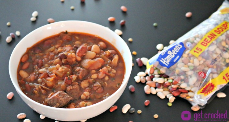 ** Slow Cooker 15 Bean Tomato Beef Soup