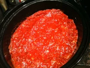 Crock Pot Baked Ziti - Sauce Topping